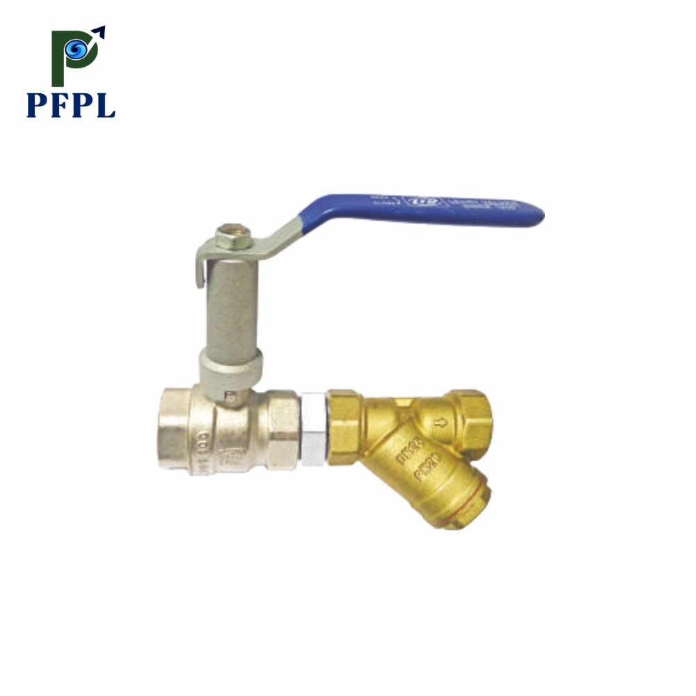 Extended Stem IS6912 FLB Forged Brass Ball Valve with Strainer